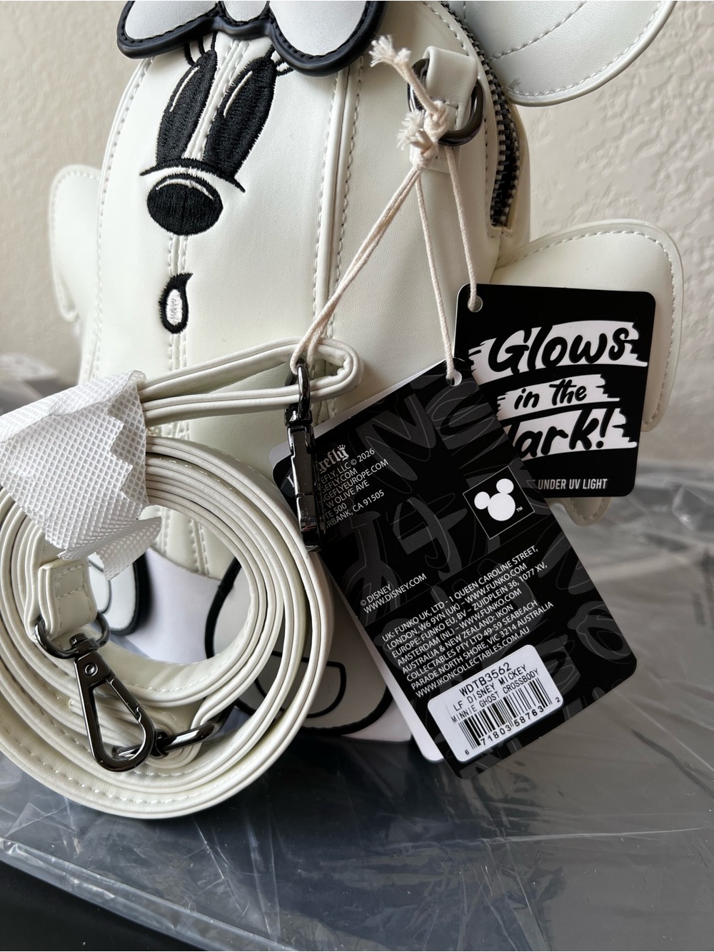 NWT Loungefly Mickey & Minnie Mouse Ghost Glow Figural Crossbody Bag *NEW DROP* - Picture 4 of 5